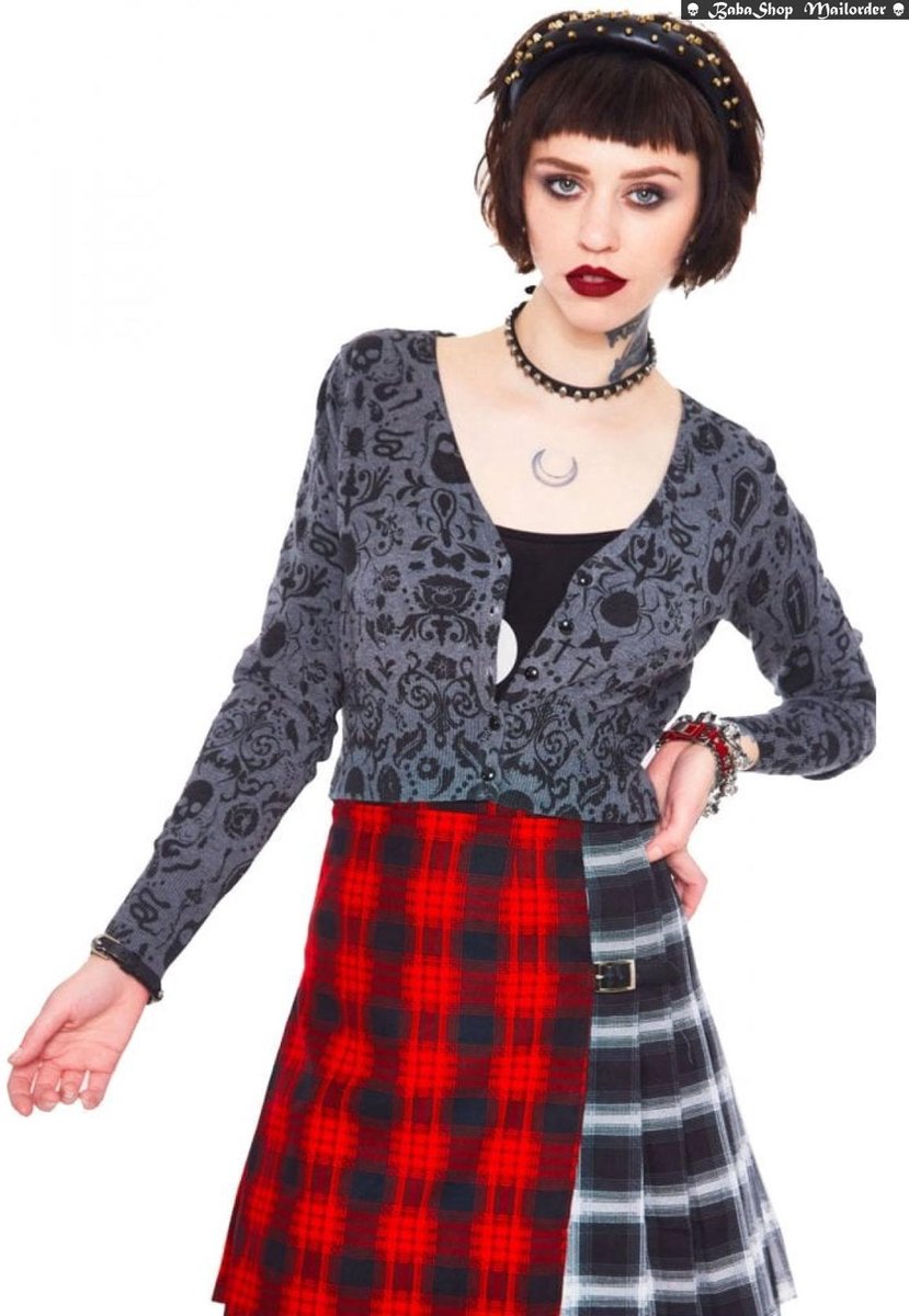 Jawbreaker Skull stamp cardigan vest grijs (S)