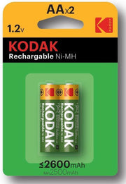 2 x AA oplaadbare krachtige Kodak batterijen - 2600mAh