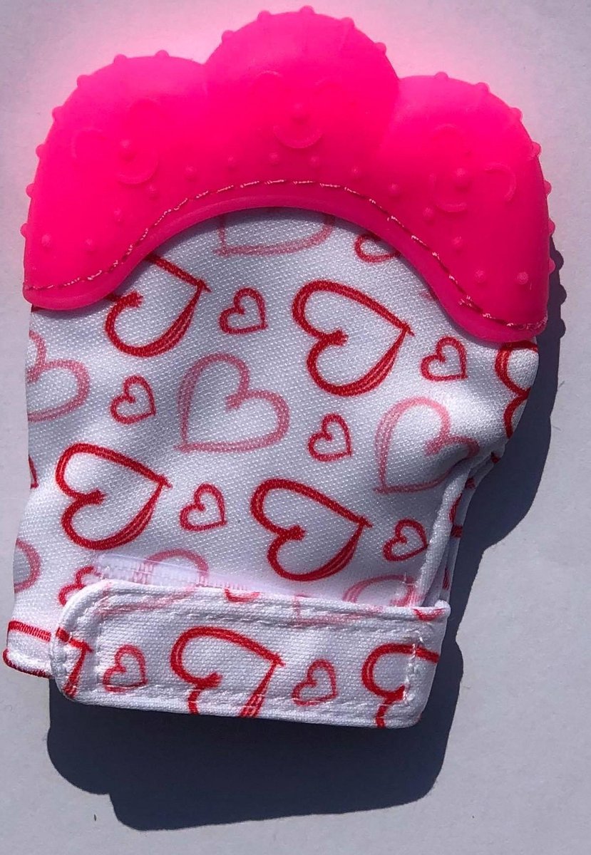 Baby Bijtring Set van 2 Bijthandschoen Speelgoed Roze Kraamcadeau Babyshower Cadeau