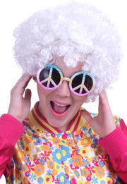 Budget hippy pruik wit