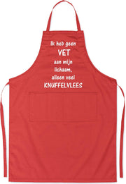 Mijncadeautje Schort - Geet vet maar knuffelvlees - grappige - leuke Keukenschort - rood