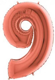 Folieballon - Cijfer 9 - Rozegoud - Grabo balloon - 35cm