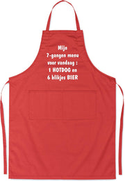Mijncadeautje - Luxe schort - Mijn 7 gangen menu - rood