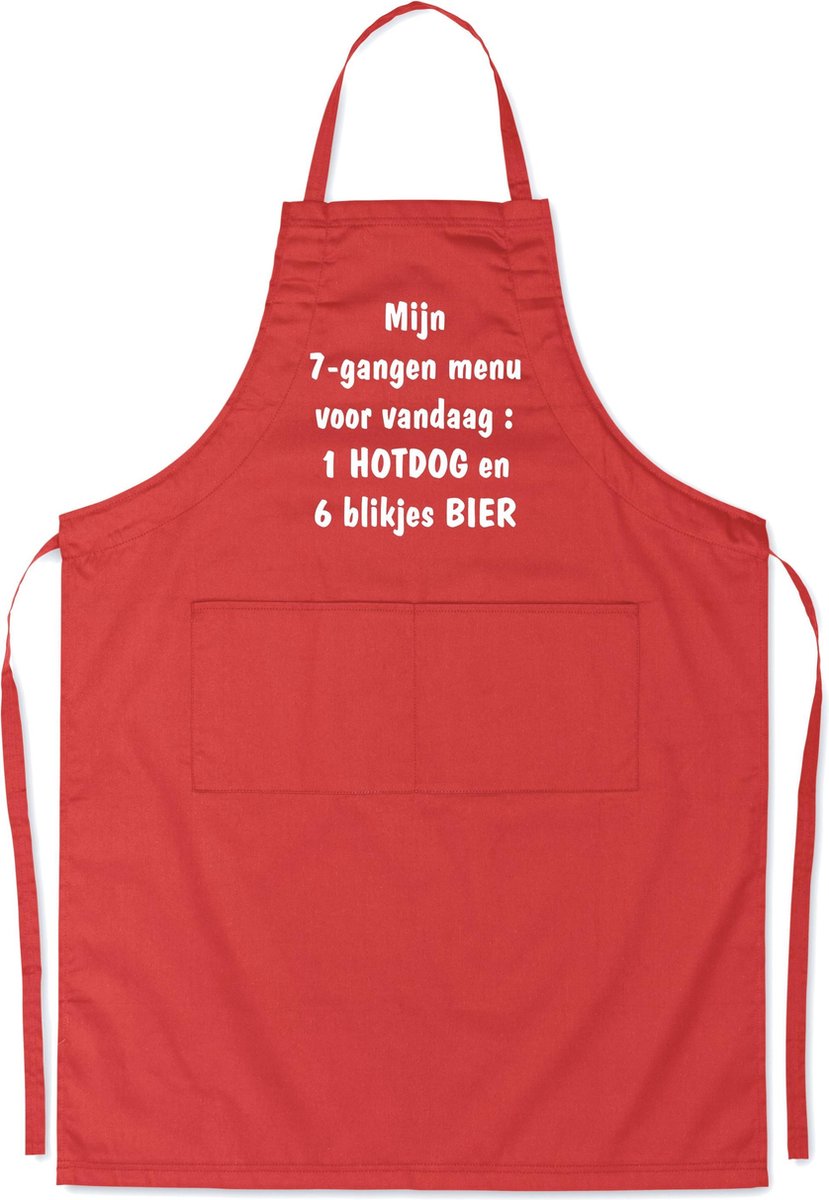 Mijncadeautje - Luxe schort - Mijn 7 gangen menu - rood