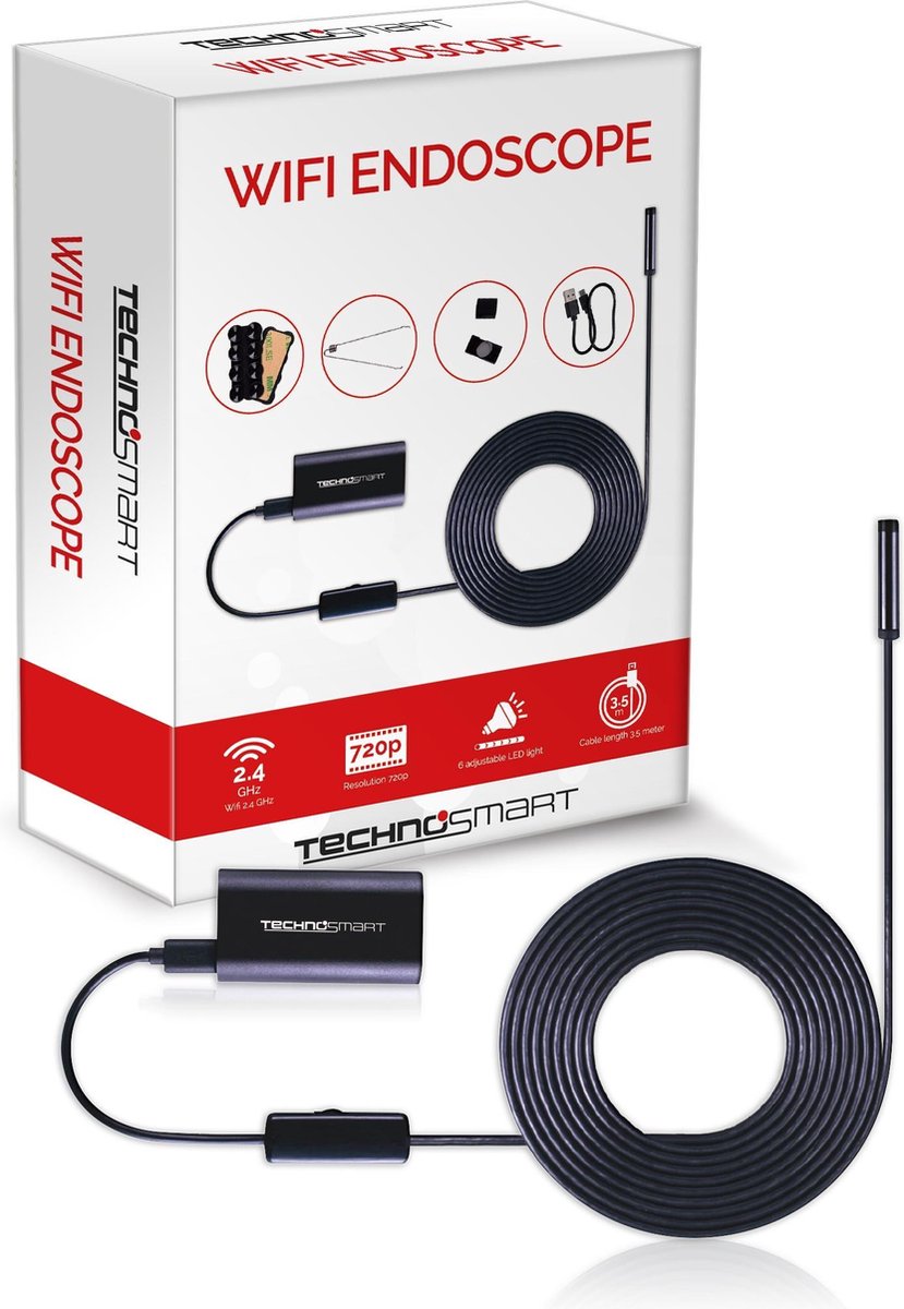 Technosmart HD Inspectiecamera – Endoscoop Camera met Wifi – IP67 Waterdicht – Met LED – 3