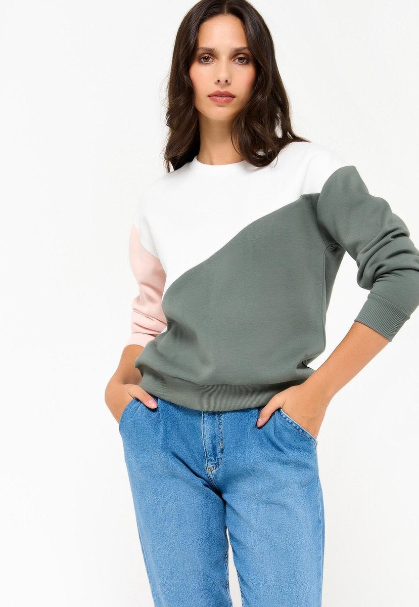 Sweater color block - Khaki