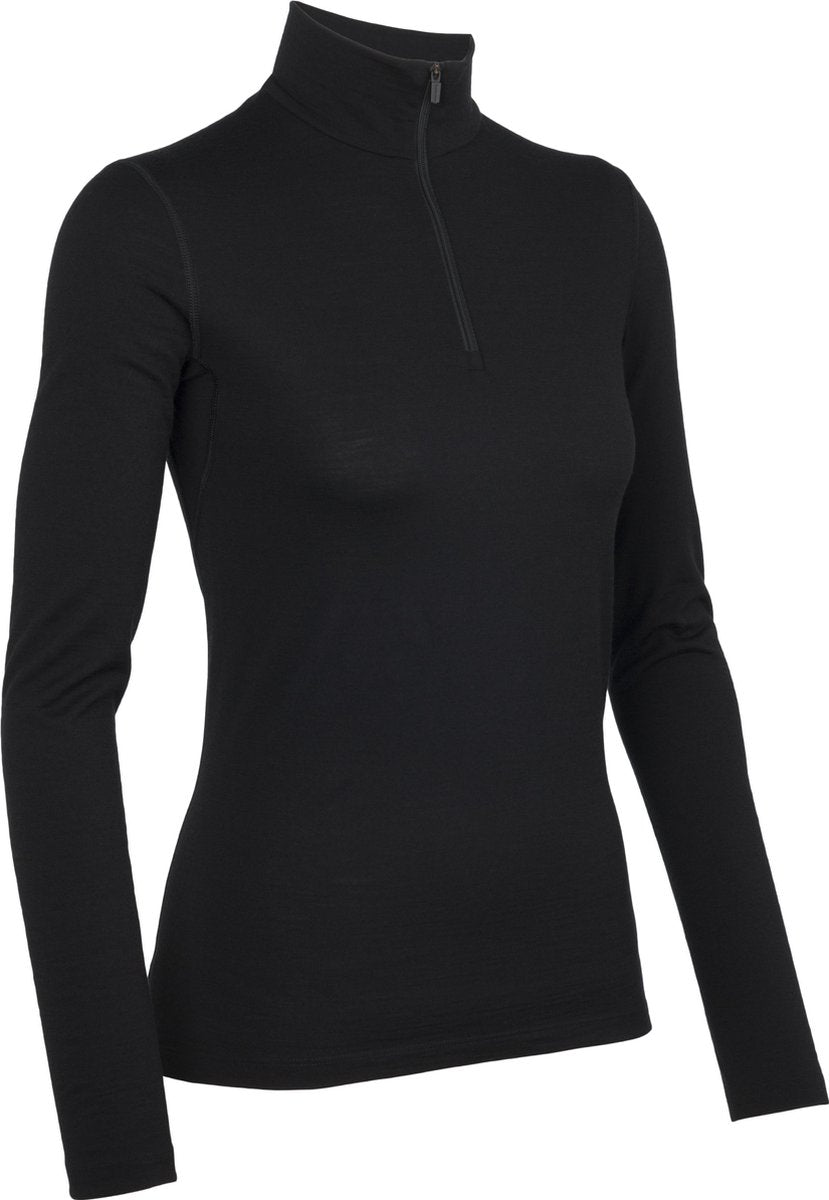 Icebreaker BF200 Oasis LS Half Zip - dames - thermoshirt - zwart - maat XS