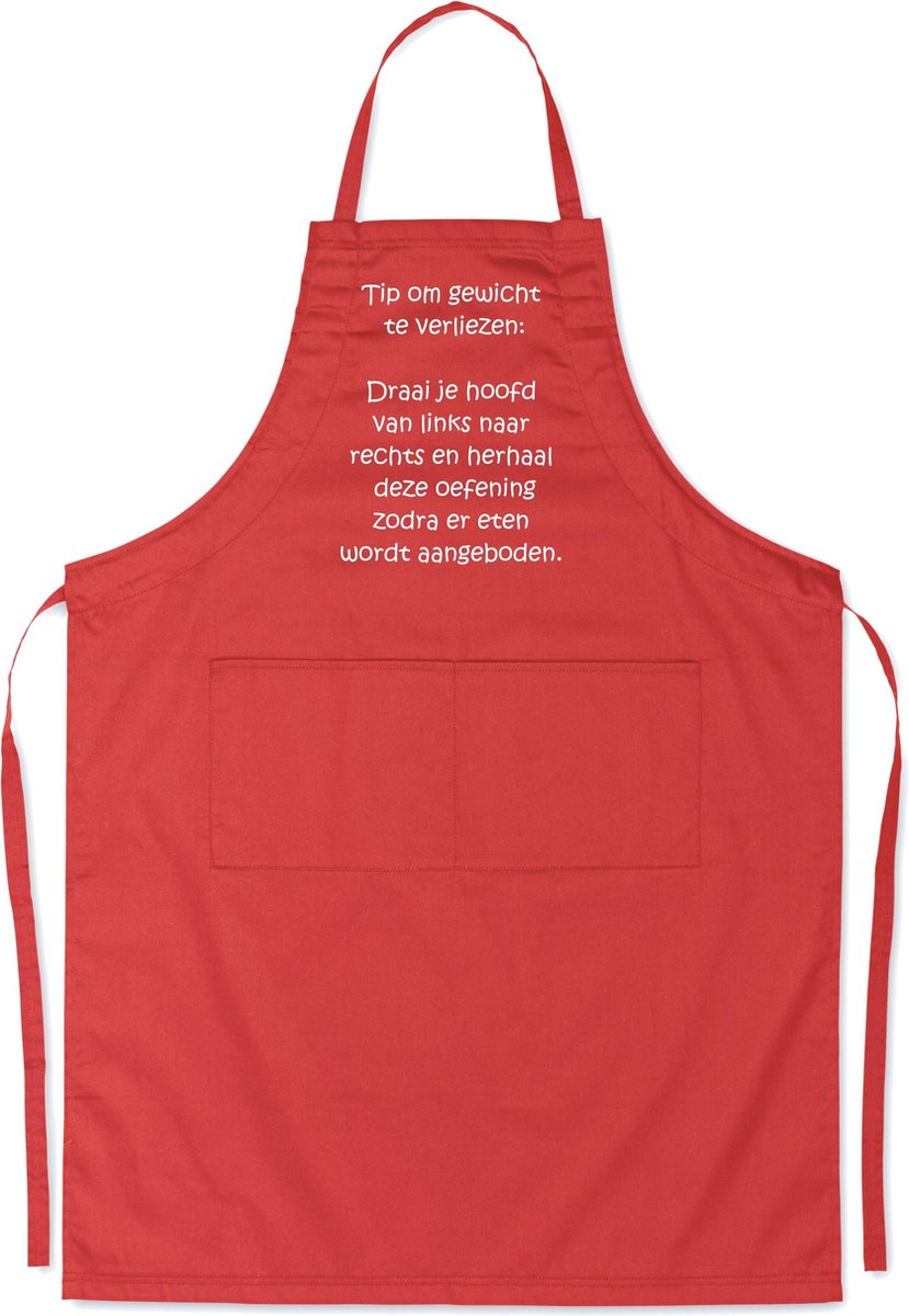 Mijncadeautje - Luxe schort - Tip om gewicht te verliezen - rood