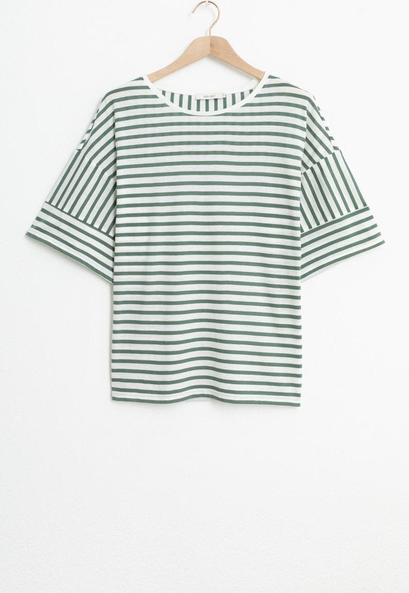 Sissy-Boy - Groen gestreept T-shirt met driekwart mouwen