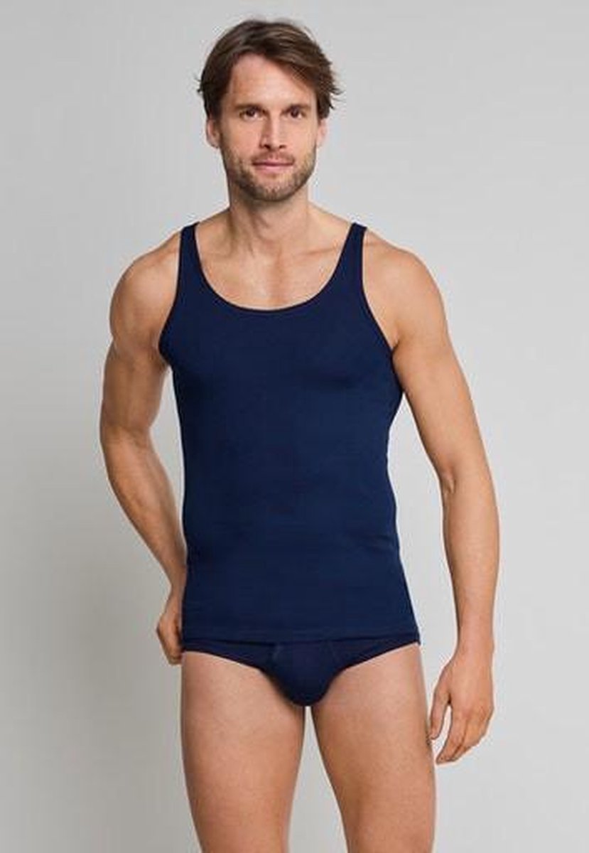 Schieser Original Feinripp Heren Onderhemd - Navy - Maat XXL