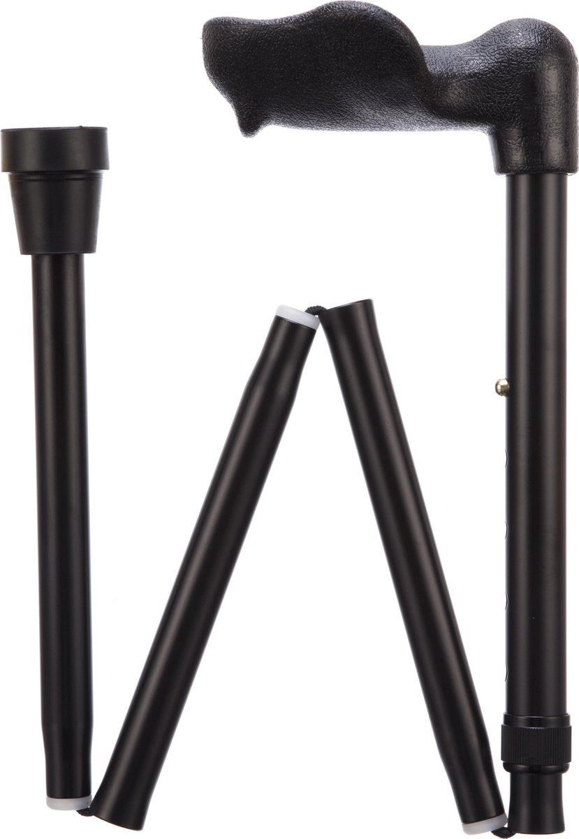 Opvouwbare wandelstok comfortgrip - zwart links