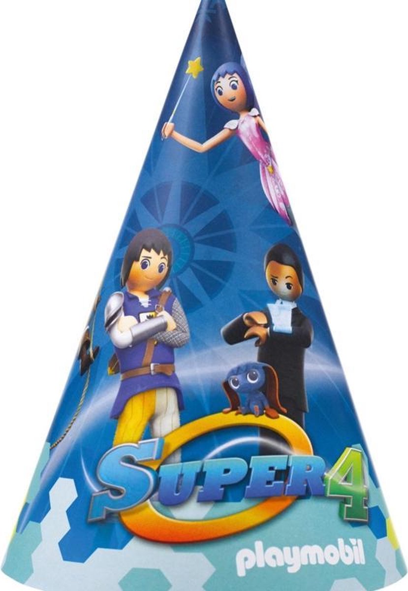 Hoedjes papier Playmobil Super 4 (8 stuk