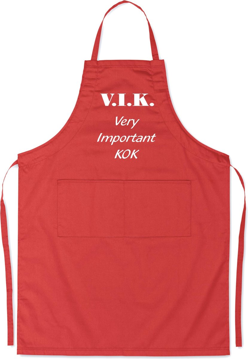 V.I.K. Very Important Kok - Luxe Schort Keukenschort met tekst - Rood