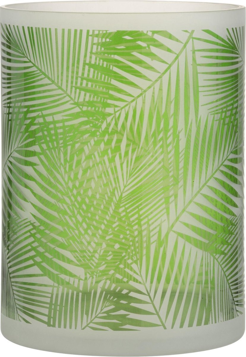 J-Line Windlicht Tropical Glas Groen Large