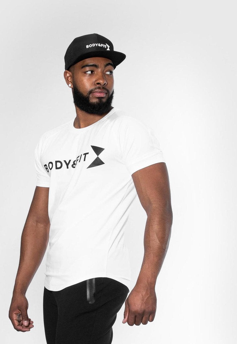 Body & Fit Essential Relax Sportshirt Heren – Slim Fit Sport T-Shirt – Maat: L - Wit