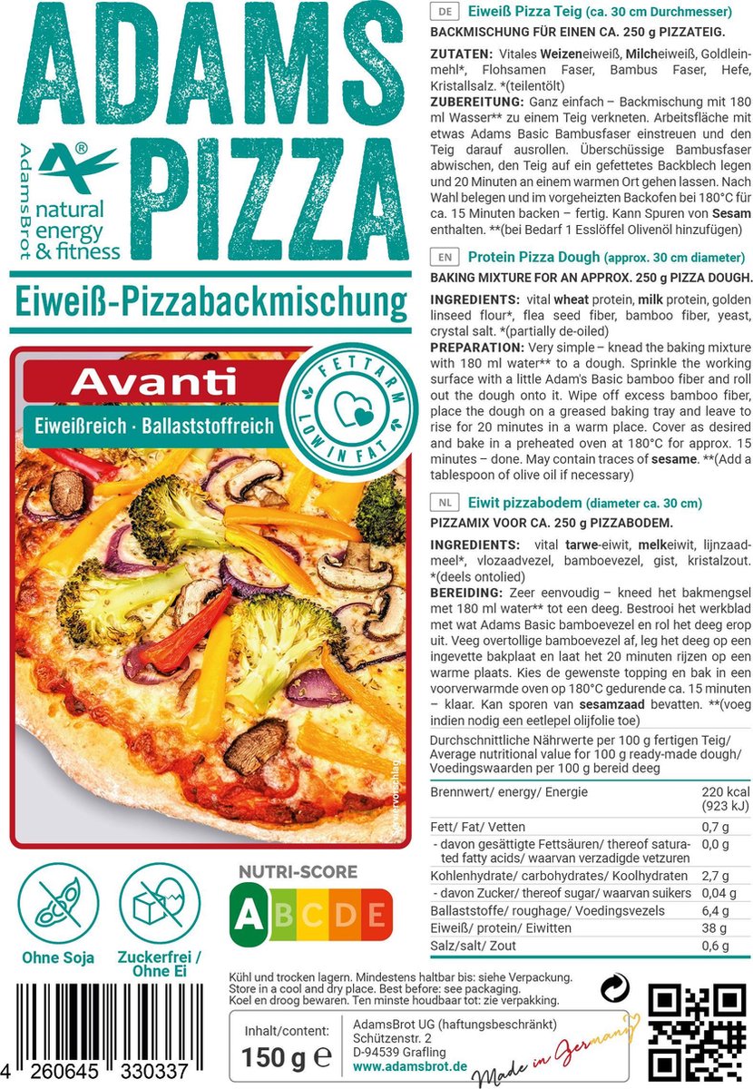 Adam's Pizza Avanti - Koolhydraatarme bakmix