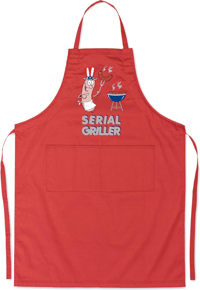 Mijncadeautje - Luxe keukenschort - Serial Griller BBQ - Rood