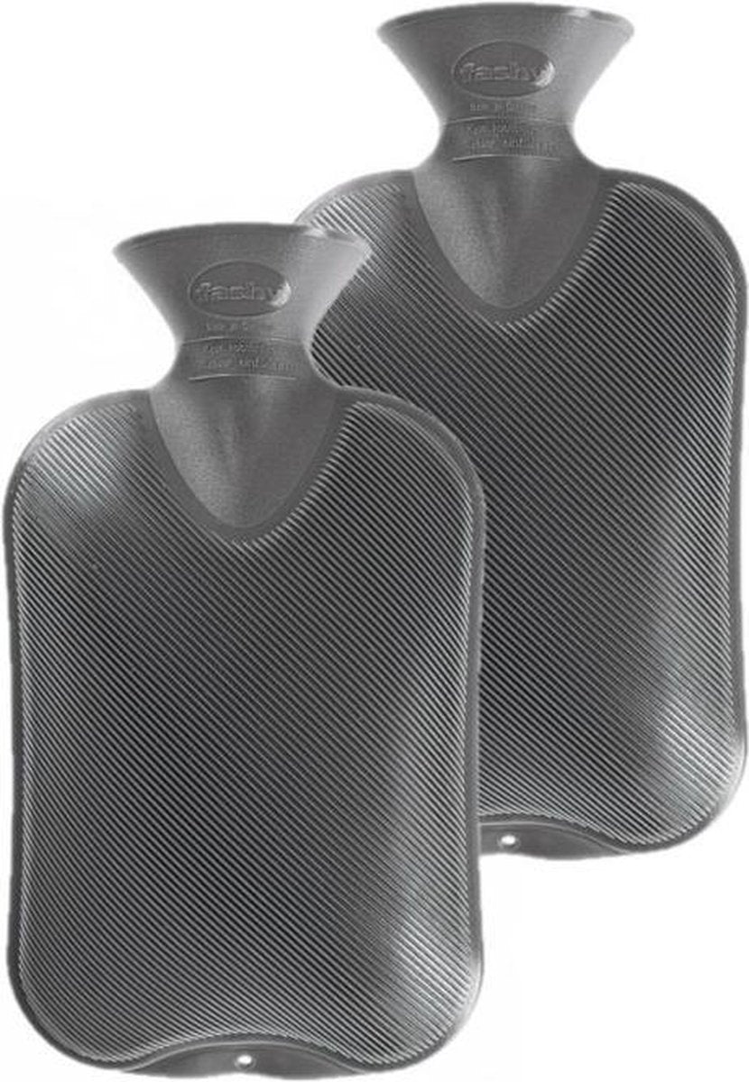 2x stuks heet water kruik grijs 2 liter kunststof