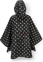 Reisenthel Mini Maxi Poncho RegenPoncho Opvouwbaar Unisex - Mixed Dots Zwart/Wit/Oranje - One size
