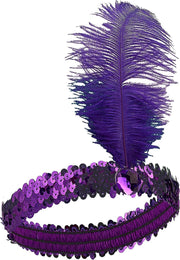 WELLY INTERNATIONAL - Paars charleston hoofdband met veer - Accessoires > Haar & hoofdbanden