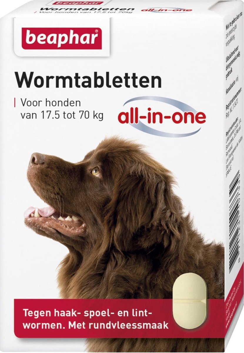 Beaphar All In One Ontwormingsmiddel - Hond - 17.5-70 kg - 2 Tabletten