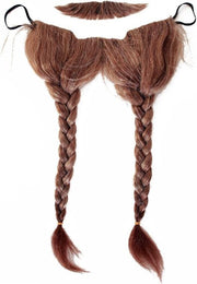 Viking baard met losse snor rood/bruin