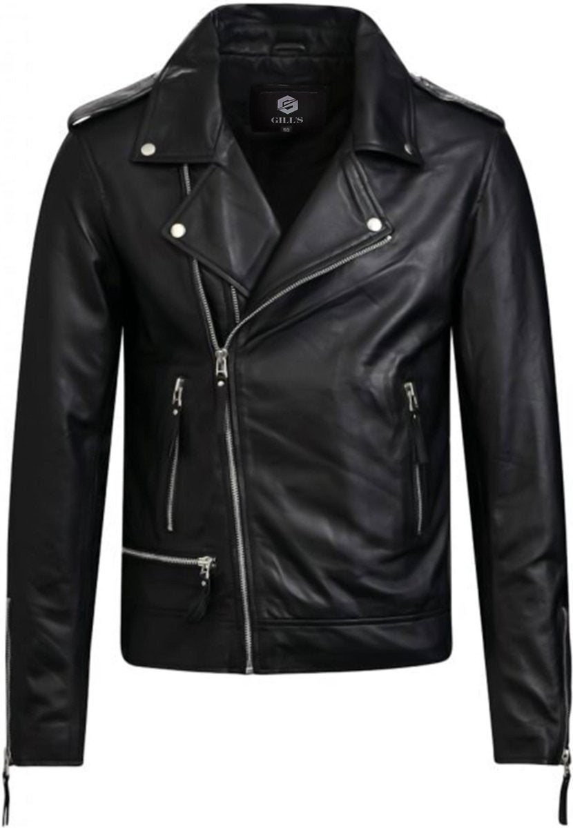 GILL'S LEGACY - Heren Leren Jas - Biker Jack - 100% Lamsleer