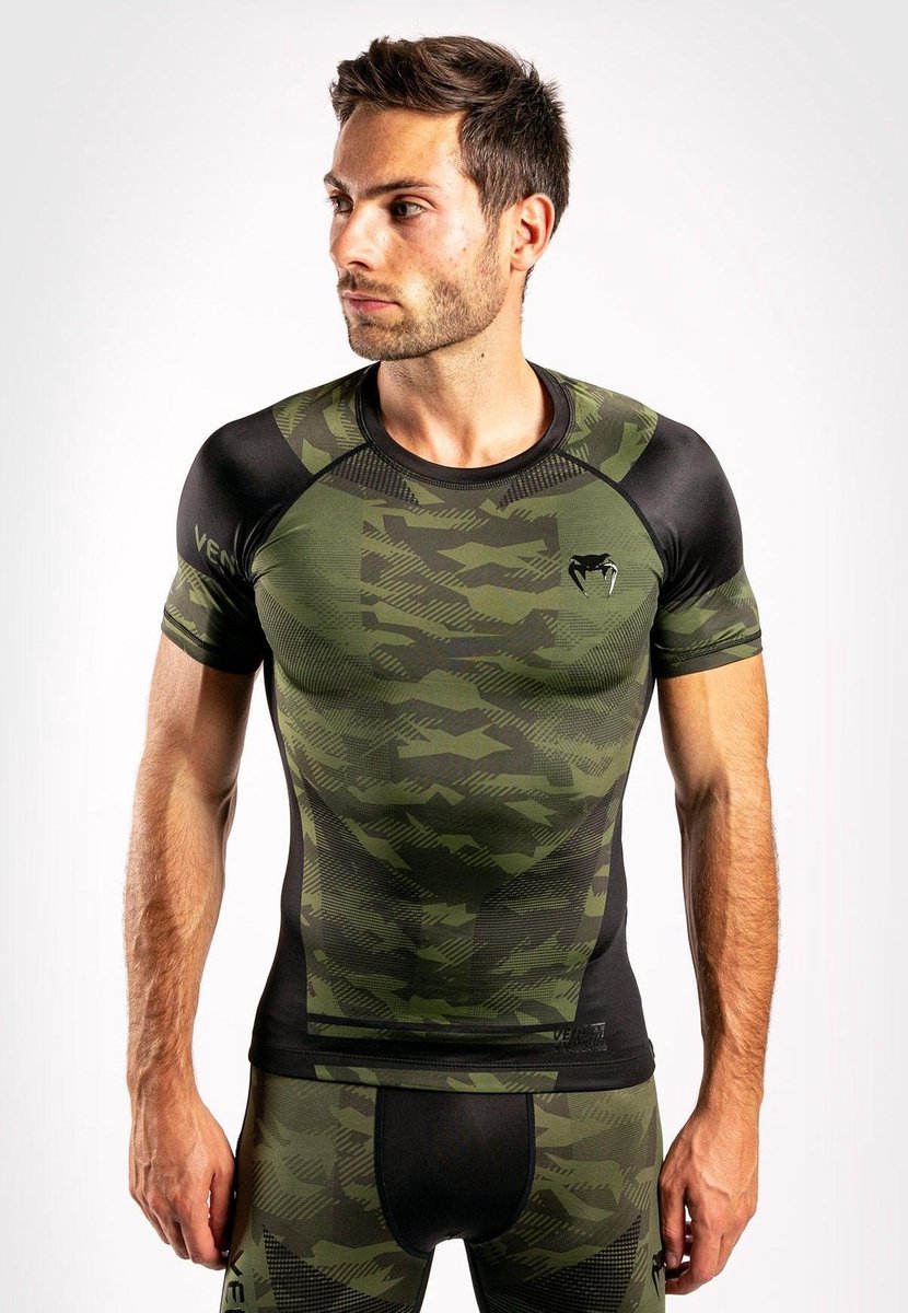 Venum TROOPER Rash Guards S/S Forest Camo Zwart Kies uw maat: XS