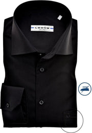 Ledub Modern Fit overhemd - zwart twill - Strijkvrij - Boordmaat: 47