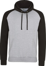 Awdis Gewoon Hoods Volwassenen Unisex Two Tone Hooded Honkbal Sweatshirt/Hoodie (Heide Grijs/Jet Zwart)