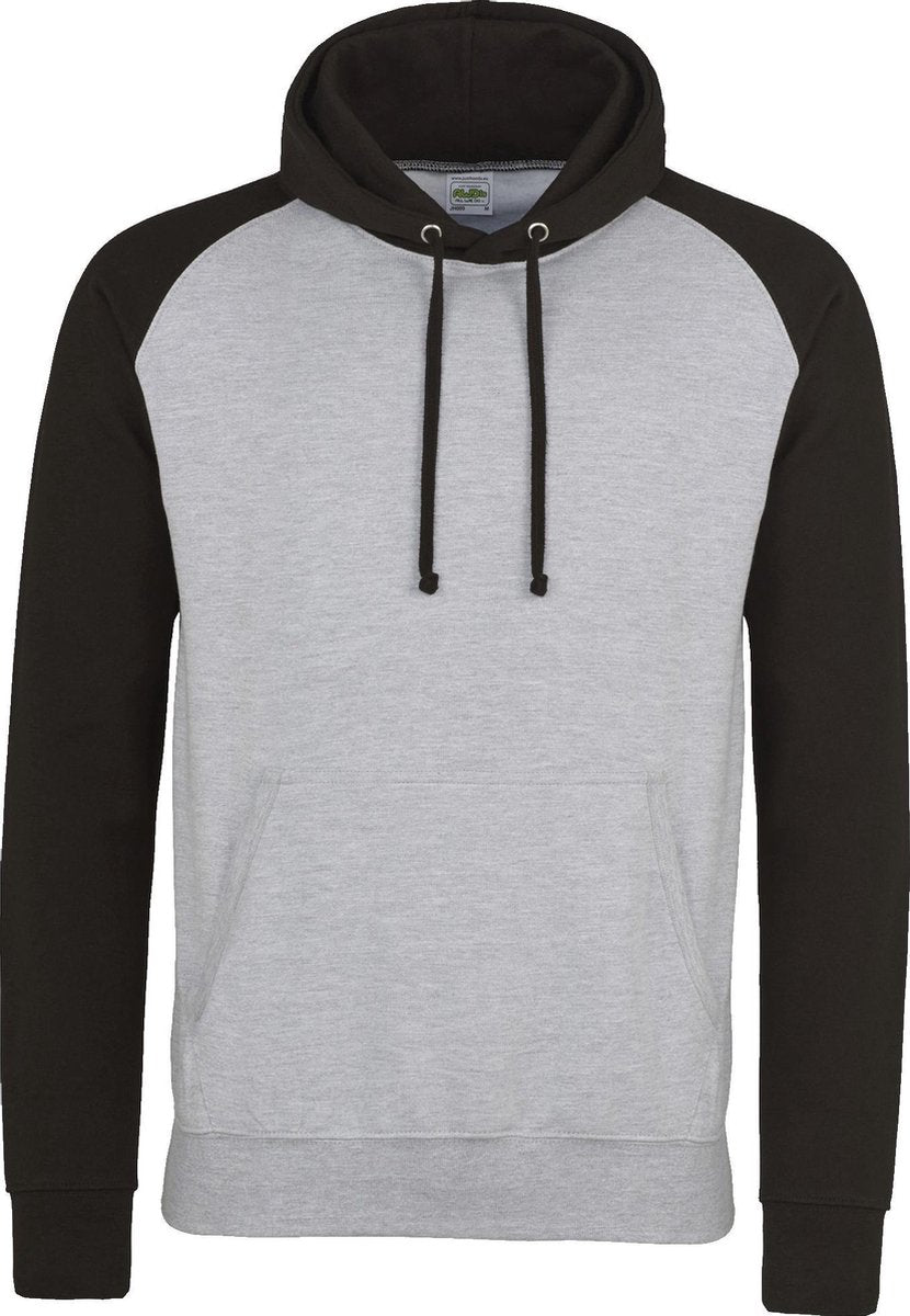 Awdis Gewoon Hoods Volwassenen Unisex Two Tone Hooded Honkbal Sweatshirt/Hoodie (Heide Grijs/Jet Zwart)