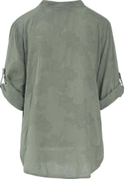 Cassis - Katoenen blouse met opengewerkt effect - Kaki