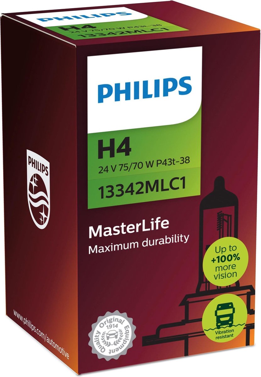 Philips MasterLife 24V H4 Halogeenlamp 75/70W