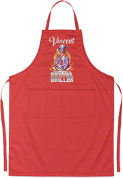 Mijncadeautje - Luxe keukenschort - Serial Griller man - met voornaam - Rood