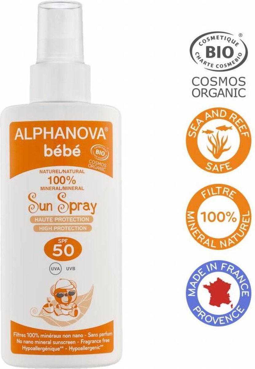 Natuurlijke zonnebrandspray voor baby's factor 50