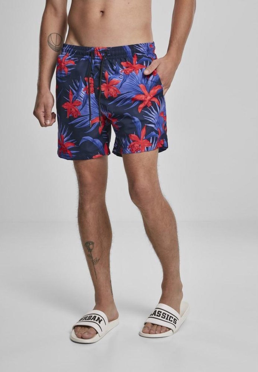 Urban Classics Zwemshorts -2XL- Pattern Blauw/Rood