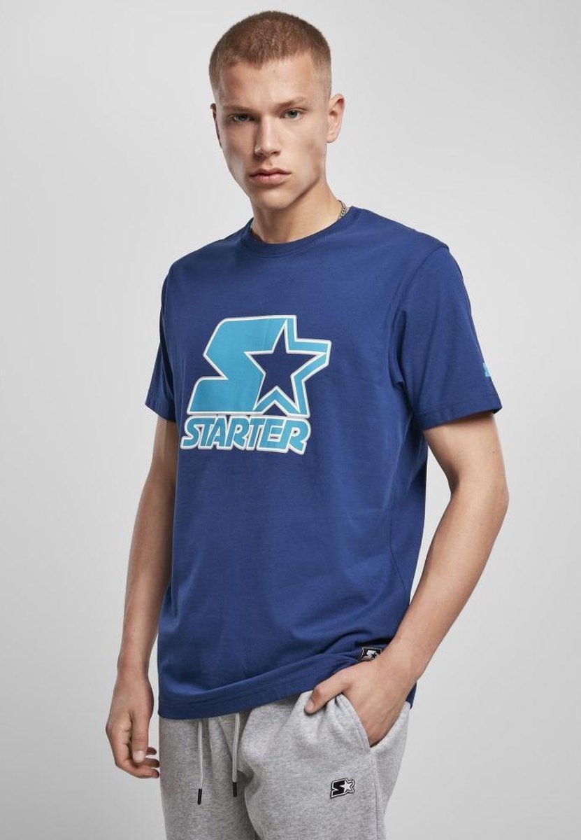 Starter Heren Tshirt -S- Contrast Logo Jersey Blauw