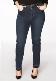 Yoek | Grote maten - dames jeans high waist - donkerblauw