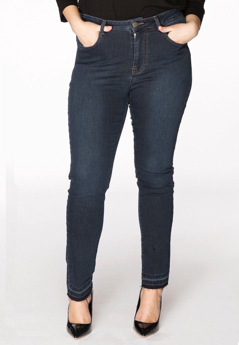 Yoek | Grote maten - dames jeans high waist - donkerblauw