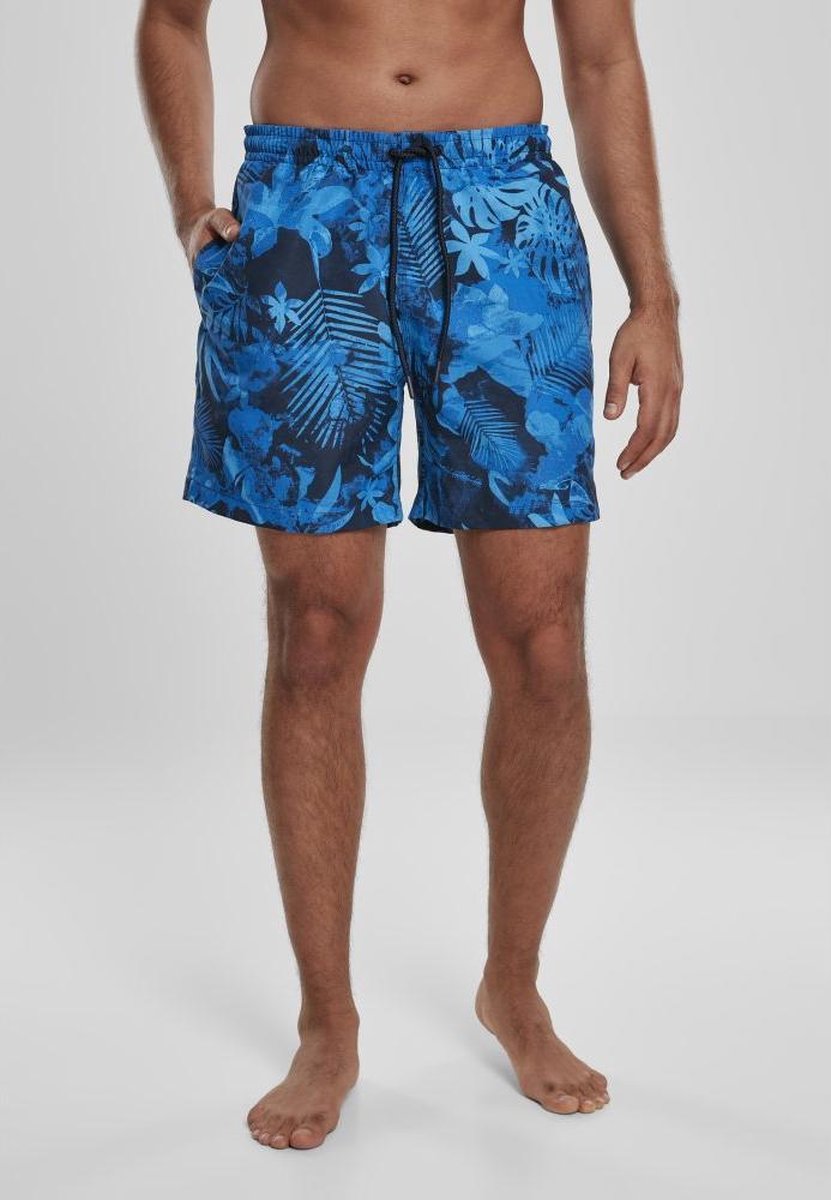 Urban Classics Zwemshorts -L- Flower Blauw