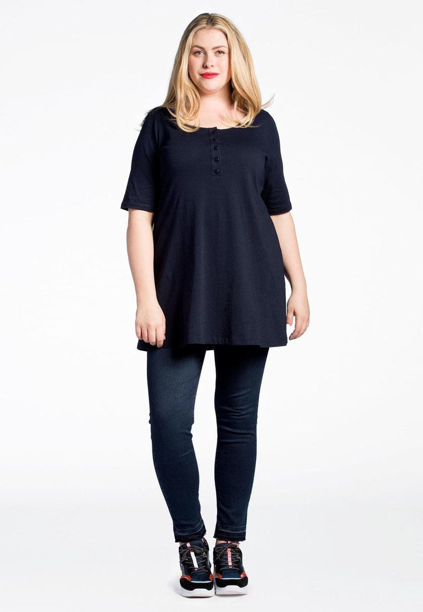 Yoek | Grote maten - dames tuniek korte mouw - donkerblauw