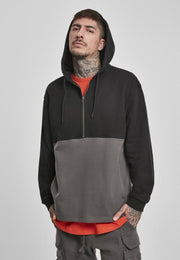 Urban Classics Hoodie/trui -L- Relaxed Half Zip Zwart/Grijs