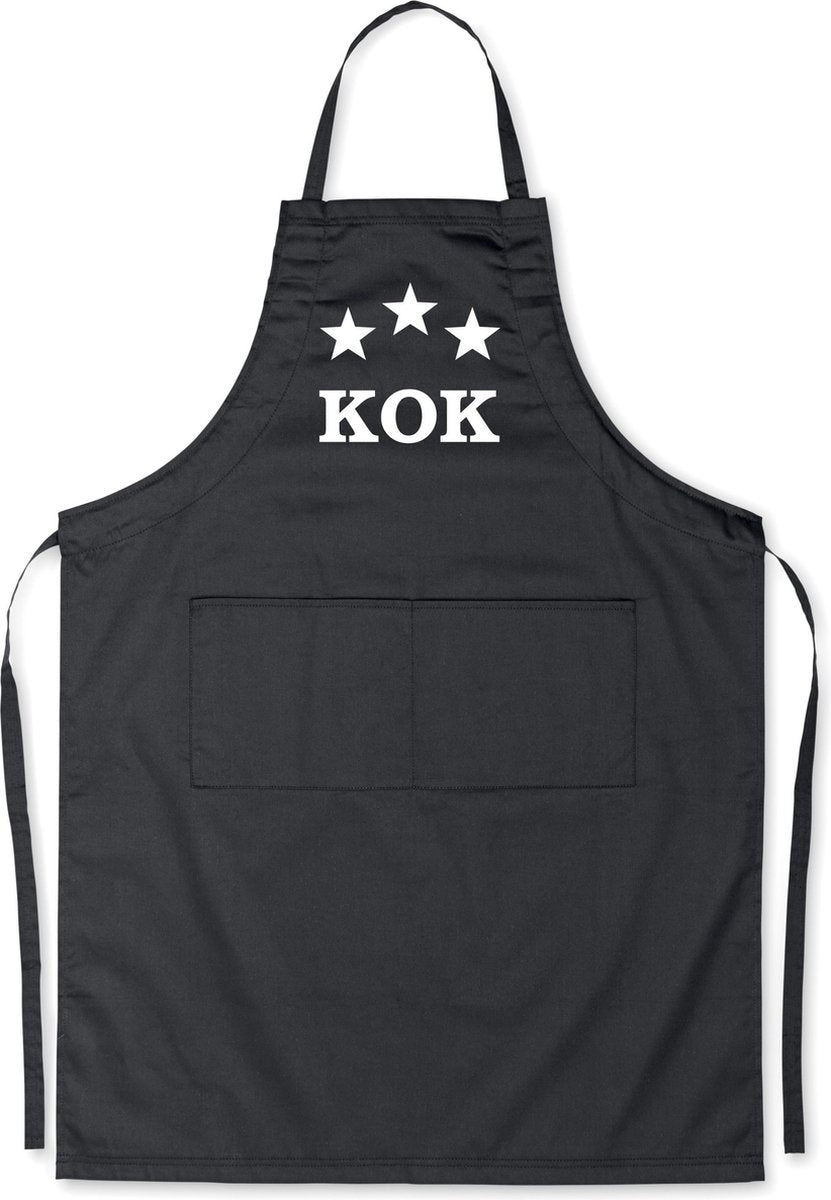 3 *** KOK - Luxe Keukenschort met tekst - Zwart