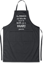 Mijncadeautje - Luxe schort - zwart - Alle mannen zijn gelijk - maart