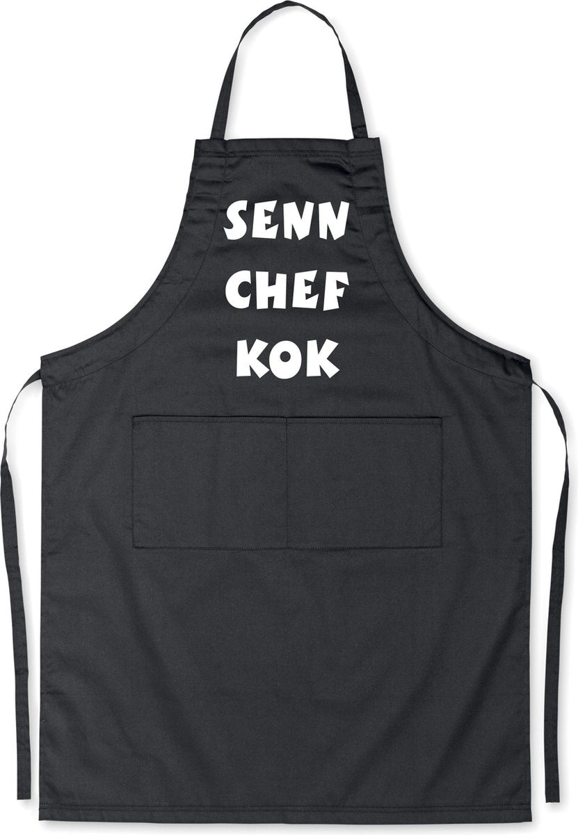 Mijncadeautje Schort - Chef Kok - met voornaam - leuke en exclusieve keukenschort - zwart
