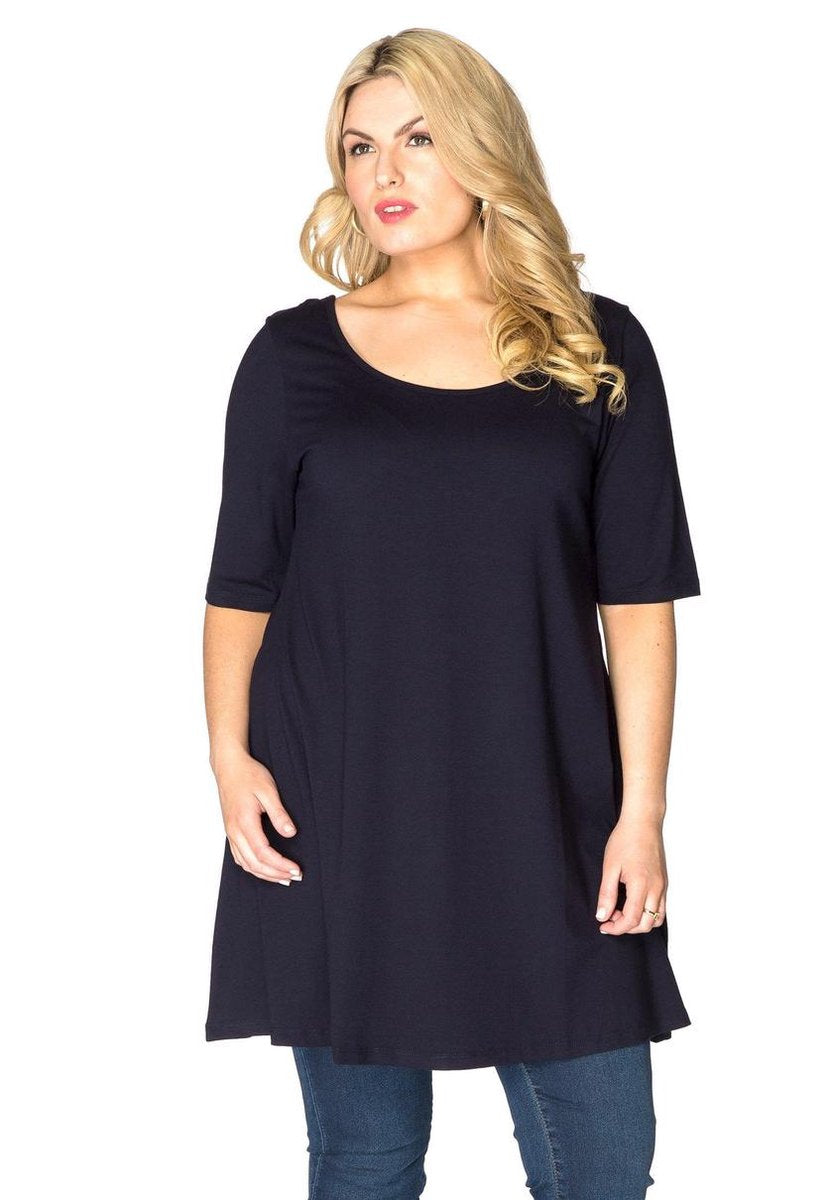 Yoek | Grote maten - dames t-shirt korte mouw - donkerblauw