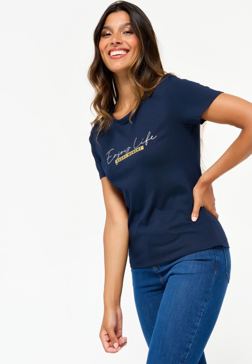 T-shirt met print - Marine Blauw