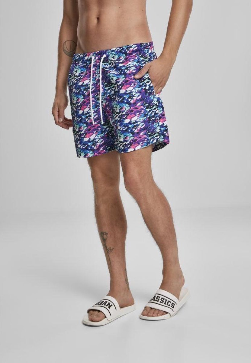 Urban Classics Zwemshorts -XL- Multicolor Blauw/Roze