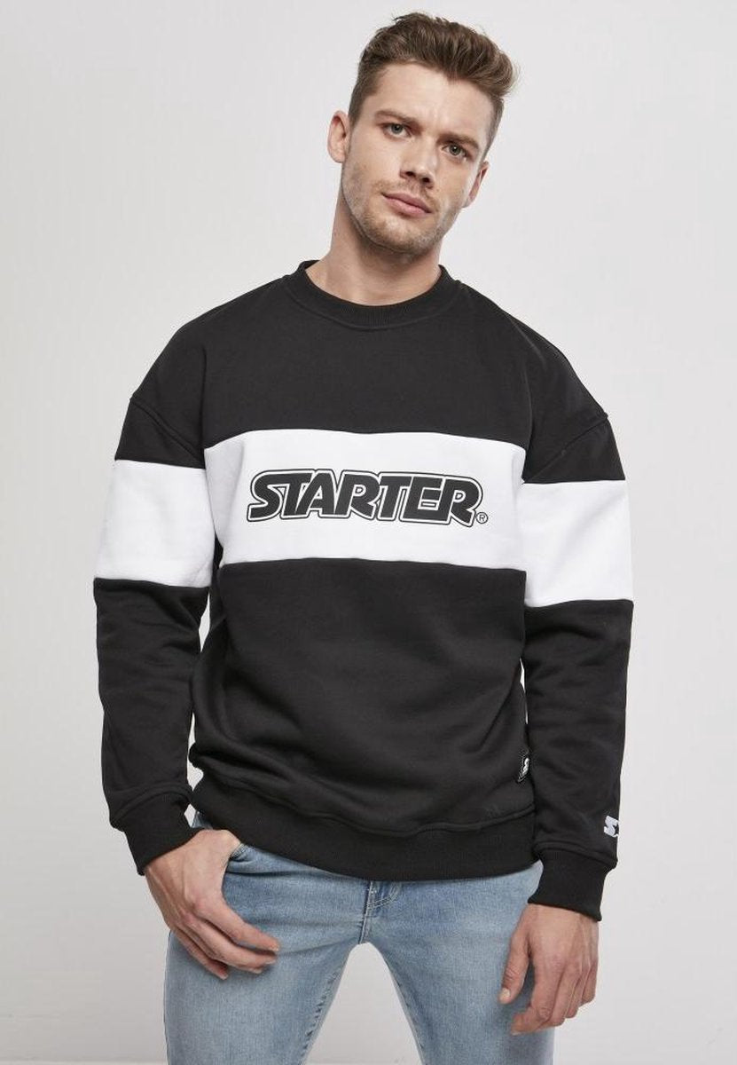 Starter Sweater/trui -2XL- Block Crew Zwart/Wit