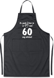 Mijncadeautje - Luxe Keukenschort - Zo goed kun je er uitzien 60 jaar - Unisex - Zwart - Leeftijd